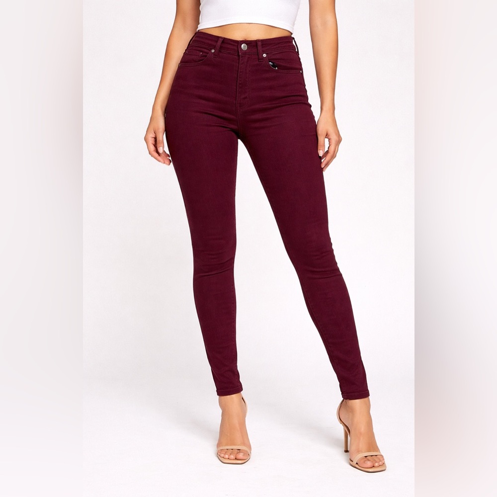 Good American Good Legs Skinny Jeans Burgundy Size 8